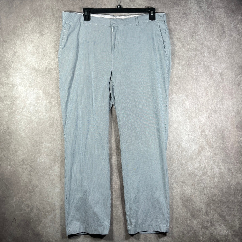 Jos.‎ A. Bank Dress Pants Mens 40X30 Blue White Striped Tapered Trousers Preppy